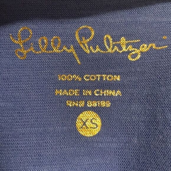 Lilly Pulitzer blue notch neck top with soutache embroidery and tassel ties XS - Picture 5 of 12